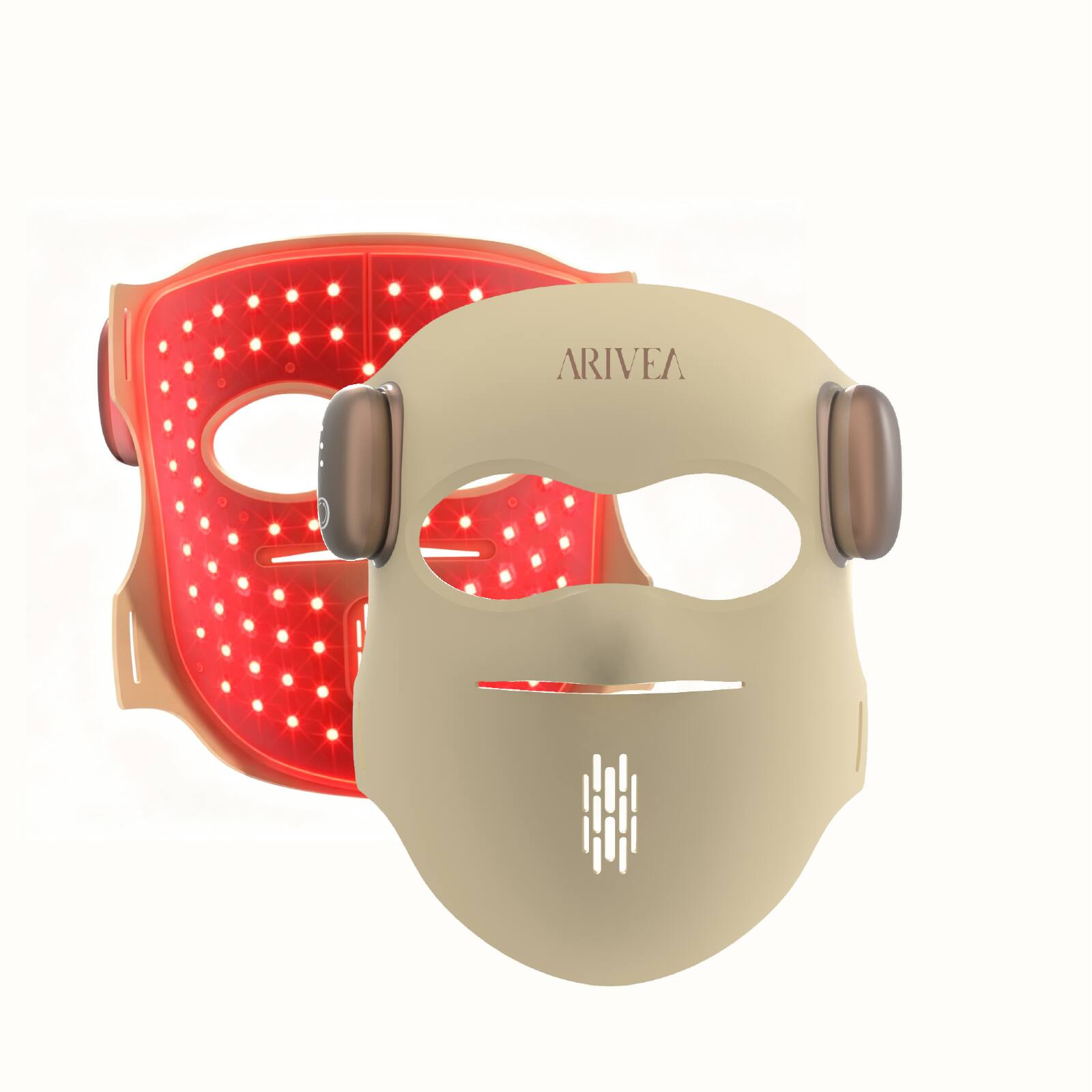 Alt View 7. Arivea - Wireless Red Light Therapy Mask for Face, Lightweight 4D LED Face Mask with Dual Near Infrared Light, Flexible Silicone - Beige.