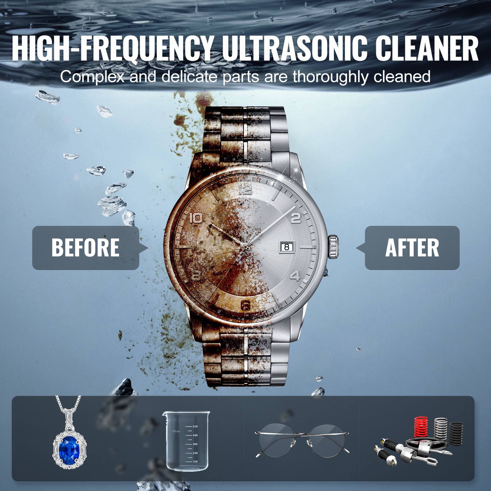HIGH-FREQUENCY ULTRASONIC CLEANER Complex and delicate parts are thoroughly cleaned - 1 BEFORE a 10  8 2 B 4 AFTER -