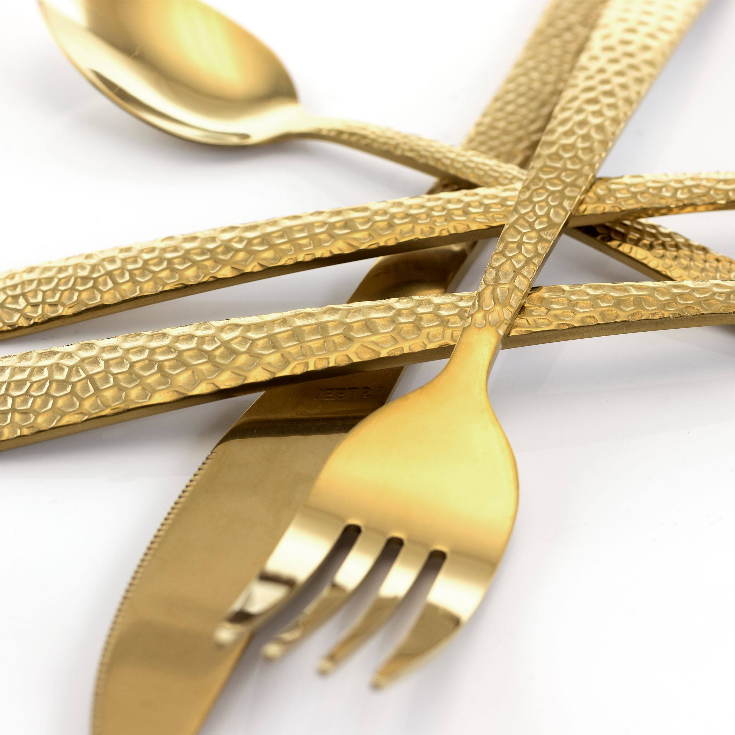 Alt View 2. MegaChef - MegaChef Baily 20 Piece Flatware Utensil Set, Stainless Steel Silverware Metal Service for 4 in Gold - Gold.