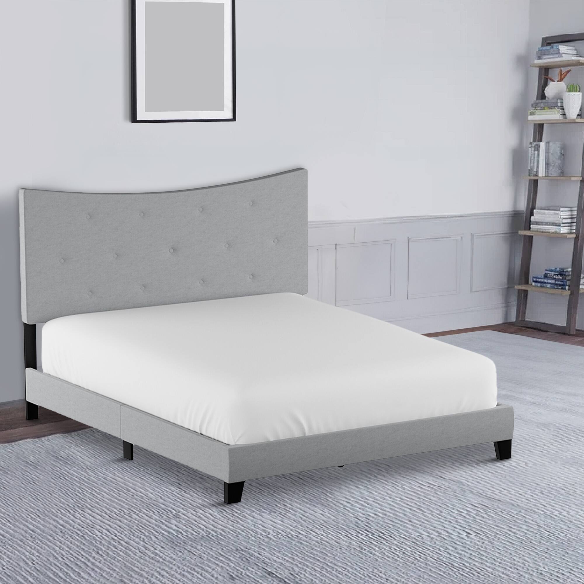 Alt View 4. Manhattan Lane - Luxurious Contemporary Style Upholstered Queen Bed - Grey.