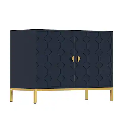 Front. Boyel Living - Freestanding Storage Cabinet 2-Door Accent Cabinet - Navy.