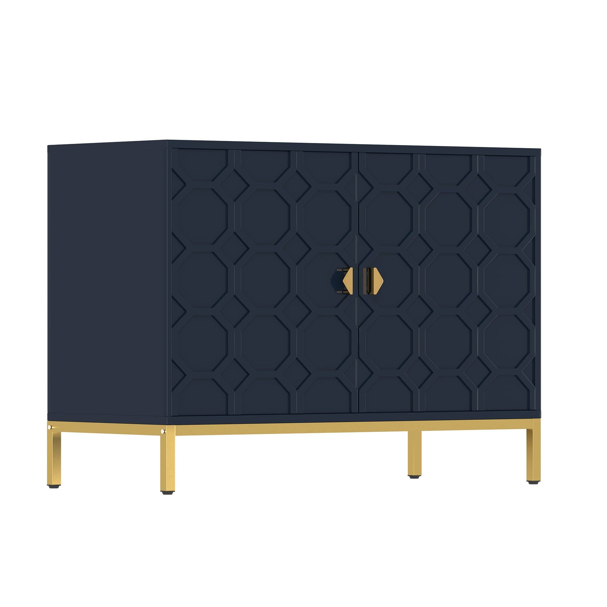 Front. Boyel Living - Freestanding Storage Cabinet 2-Door Accent Cabinet - Navy.
