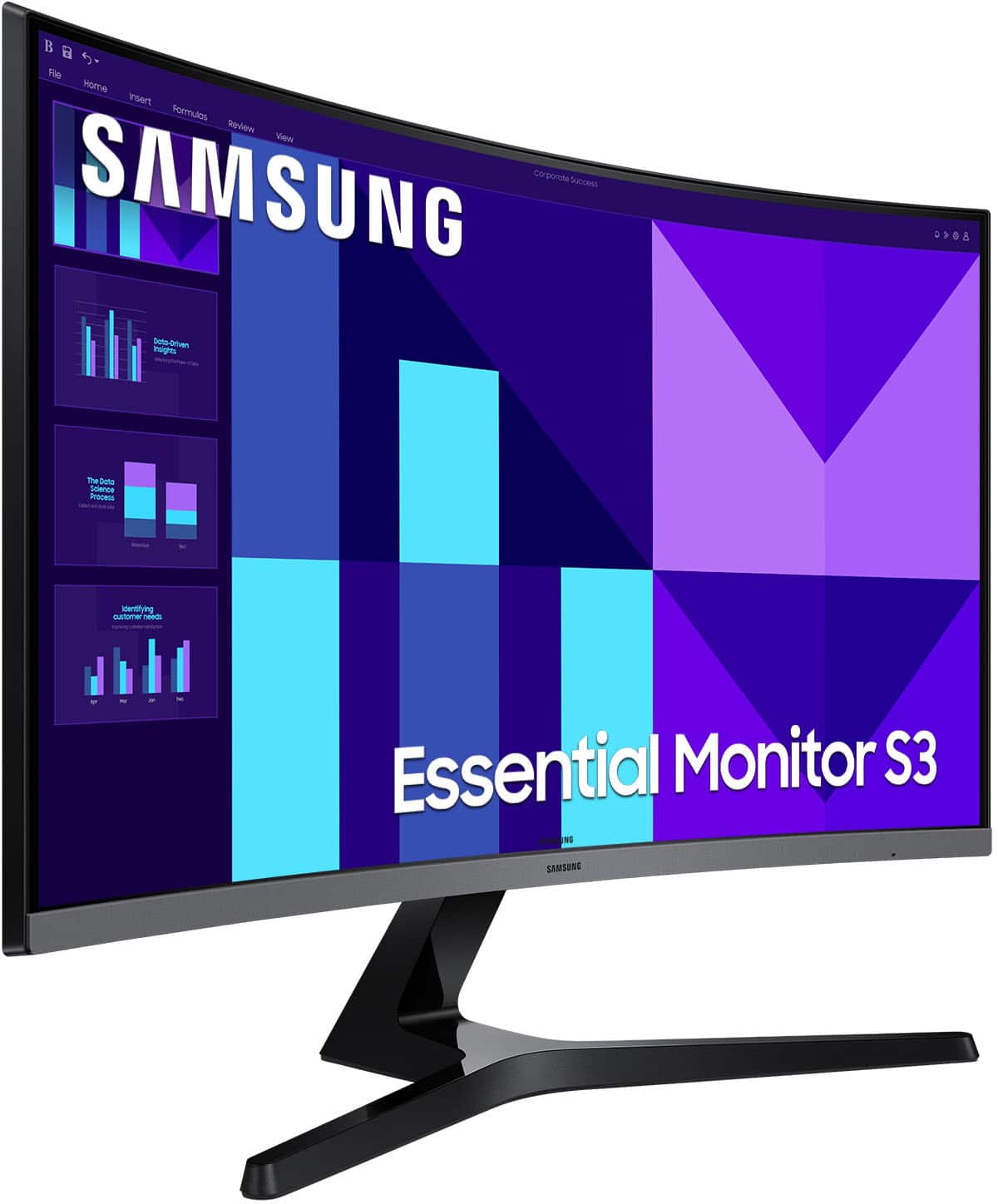 B Home Insert Formulas Review View
SAMSUNG
Essential Monitor S3
corporate success
Data-driven insights
The Data Process
Identifying customer needs
