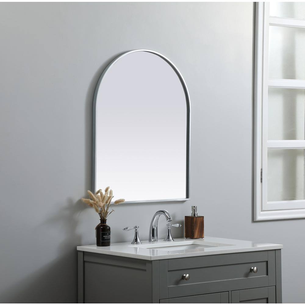 Alt View 7. Elegant Decor - Metal Frame Arch Mirror 24x30 Inch in Silver - Silver.
