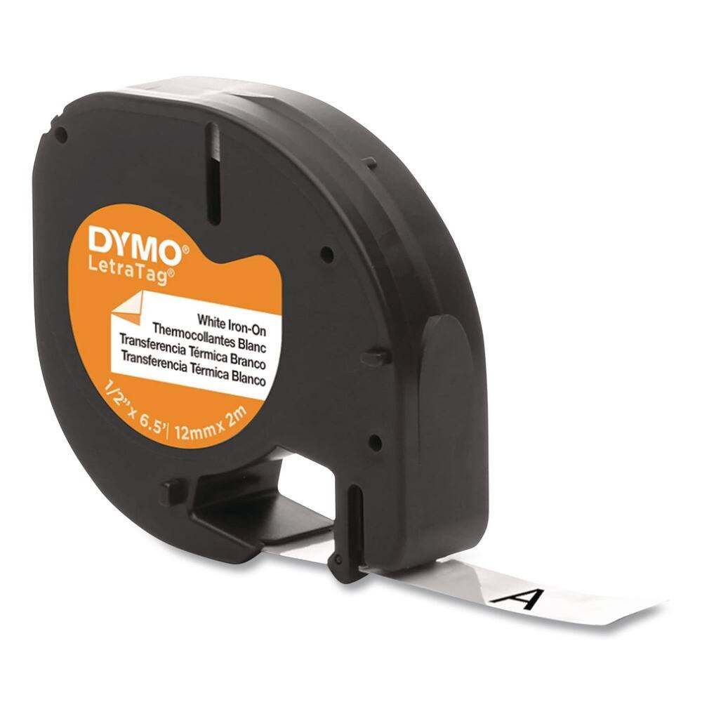 DYMO LetraTag  
White Iron-On Transferencia Thermocollantes Blanc Transferencia Térmica Blanco  
1/2" x 6.5' 12mm x 2m