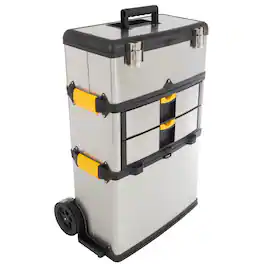 Stalwart - 3-Part Metal Tool Box on Wheels - Alloy Steel