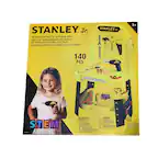STANLEY Jr. WORKBENCH TOOL SET & POWER DRILL
JUEGO DE HERRAMIENTAS DEL BANCO DE TRABAJO Y TALADRO ELÉCTRICO
ENSEMBLE D'OUTILS ET PERCEUSE ÉLECTRIQUE STANLEY Jr.
3+ 140 PCS
CAUTION: WARNING: CHOKING HAZARD - Small parts. Not for children under 3 years.
ADVERTENCIA: CUIDADO: PEQUEÑOS PIEZAS. NO APTO PARA NIÑOS MENORES DE 3 AÑOS.
AVERTISSEMENT: ATTENTION: CONTIENT DES PIÈCES À MANGER. NE PAS LAISSER APPROCHER DES ENFANTS DE MOINS DE 3 ANS.