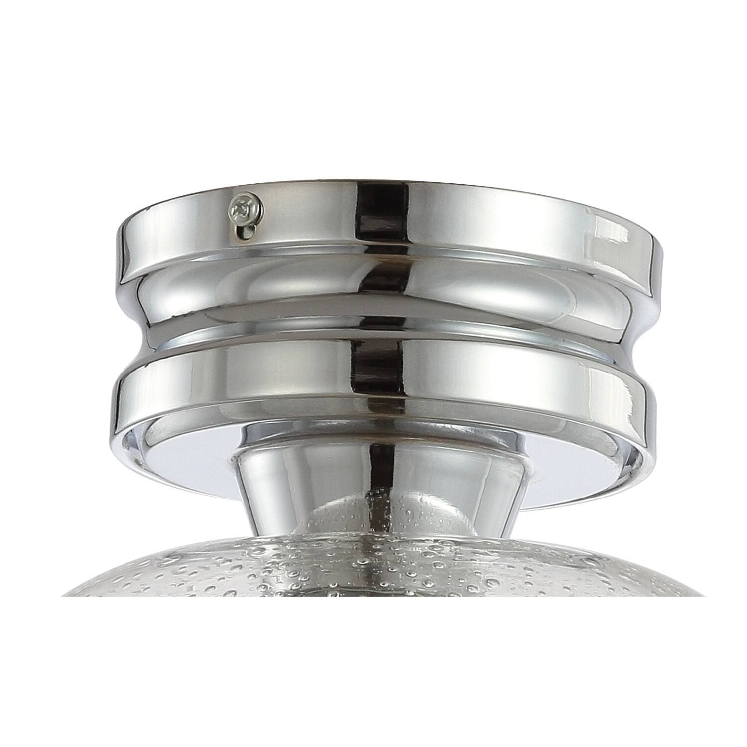 Alt View 4. Jonathan Y - Domenic 7.75" Metal/Seeded Glass LED Flush Mount, Chrome - Chrome.