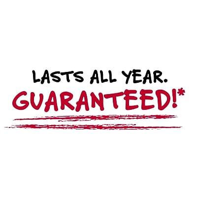 LASTS ALL YEAR.  
GUARANTEED!*