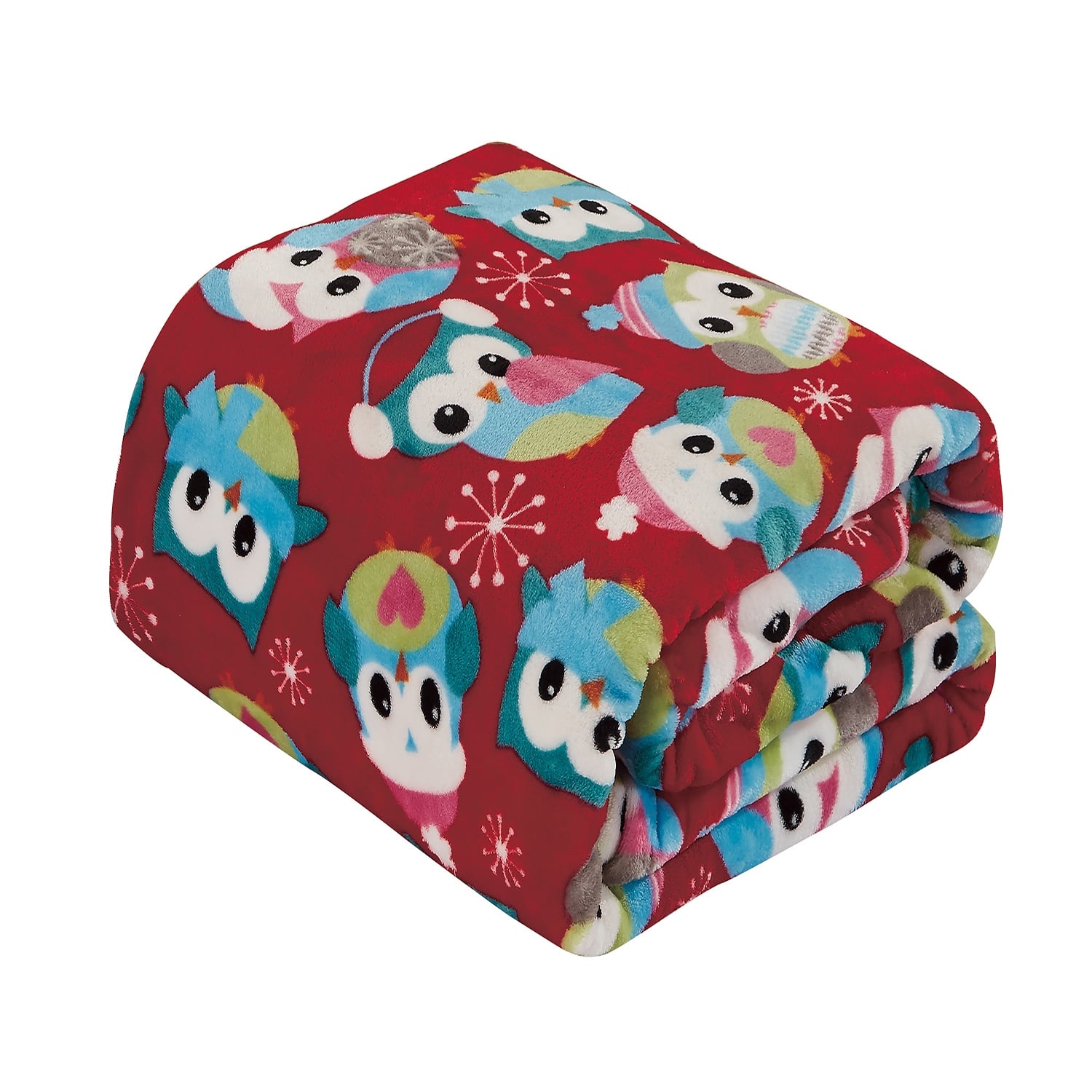 Noble House - Plazatex MicroPlush Owl Printed Holiday Throw Blanket - 50x60" - Multi