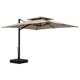 Mondawe - 10*10ft Patio Cantilever Umbrella Double Top Offset Umbrella with Base - Tan
