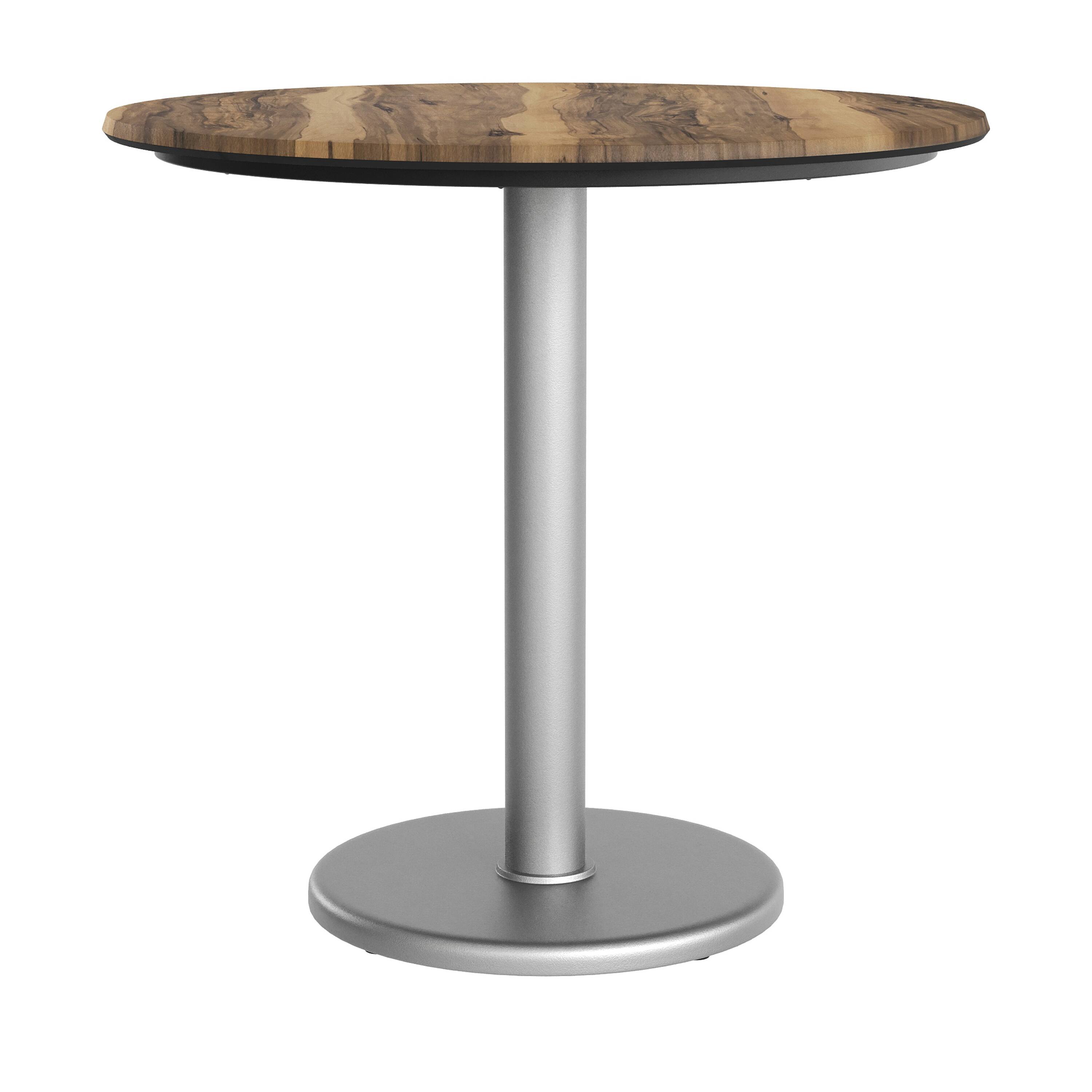 Alt View 7. Emma + Oliver - PureShield Indoor Outdoor Tabletop with Seam-Free Surface Innovation and Cast Iron Bistro Table Base - Natural/Silver Base.
