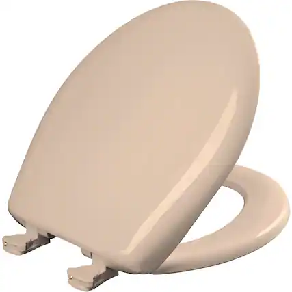 Front. BEMIS - Bemis Round Plastic Toilet Seat in Desert Bloom with STA-TITE Seat Fastening System, EasyClean and WhisperClose Hinge - Desert Bloom.