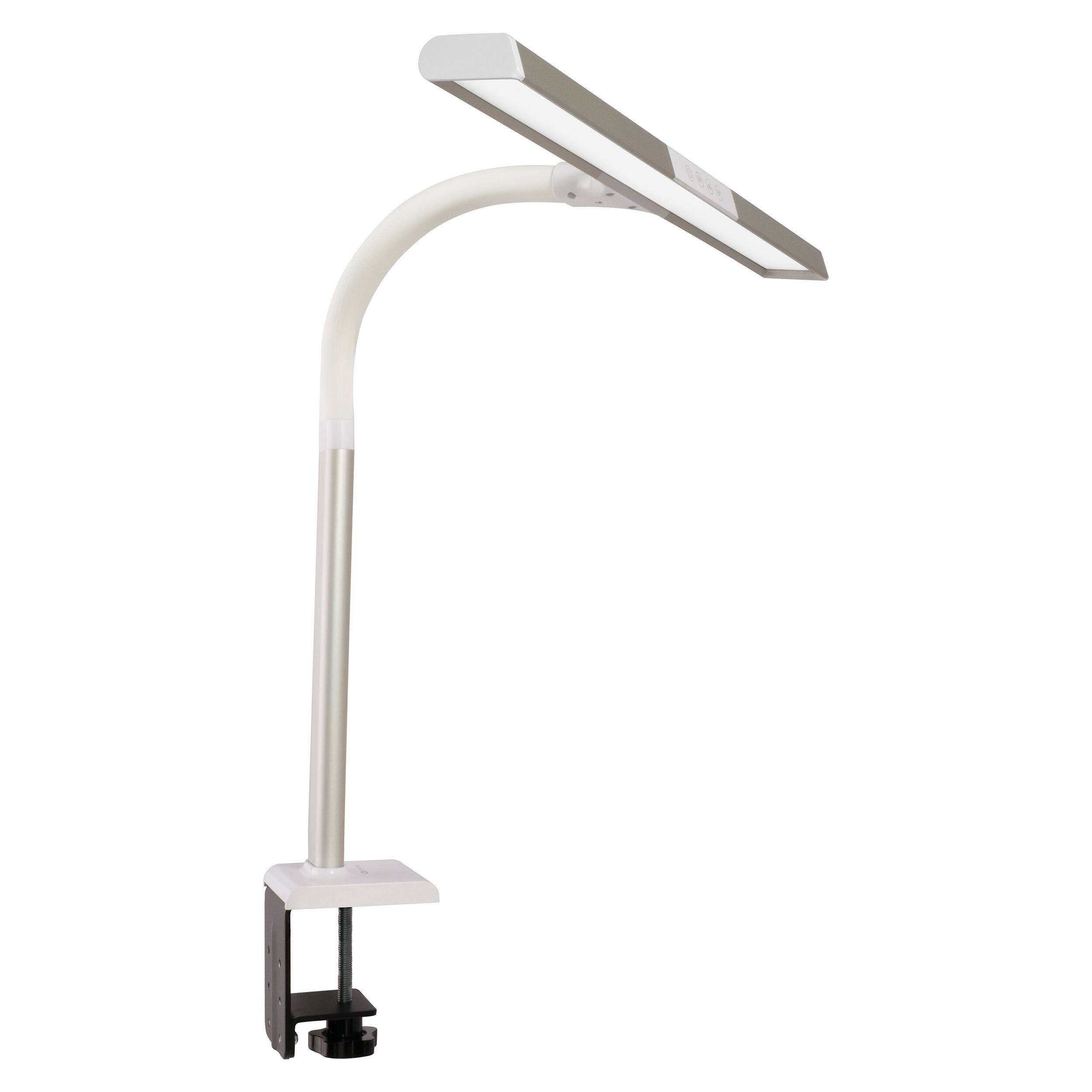 Front. OttLite - Extra Wide Area LED Clamp Lamp - Silver.