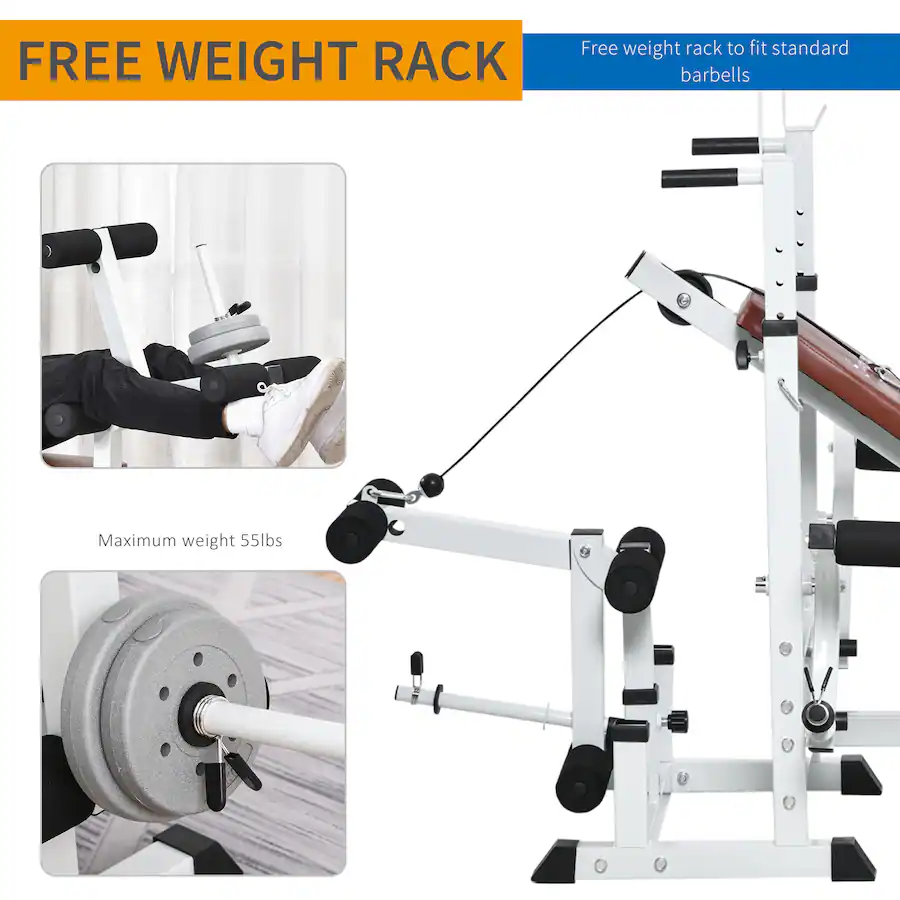 Soozier Multi Exercise Full Body Weight Rack with Bench Press, Leg ...
