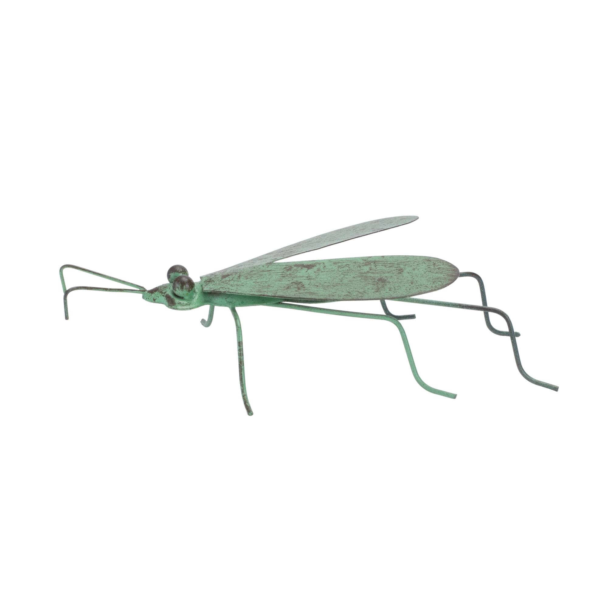 Angle. BreeBe - Iron Metal Bumble Bee Garden Accent (Set of 2) - Green, Black.