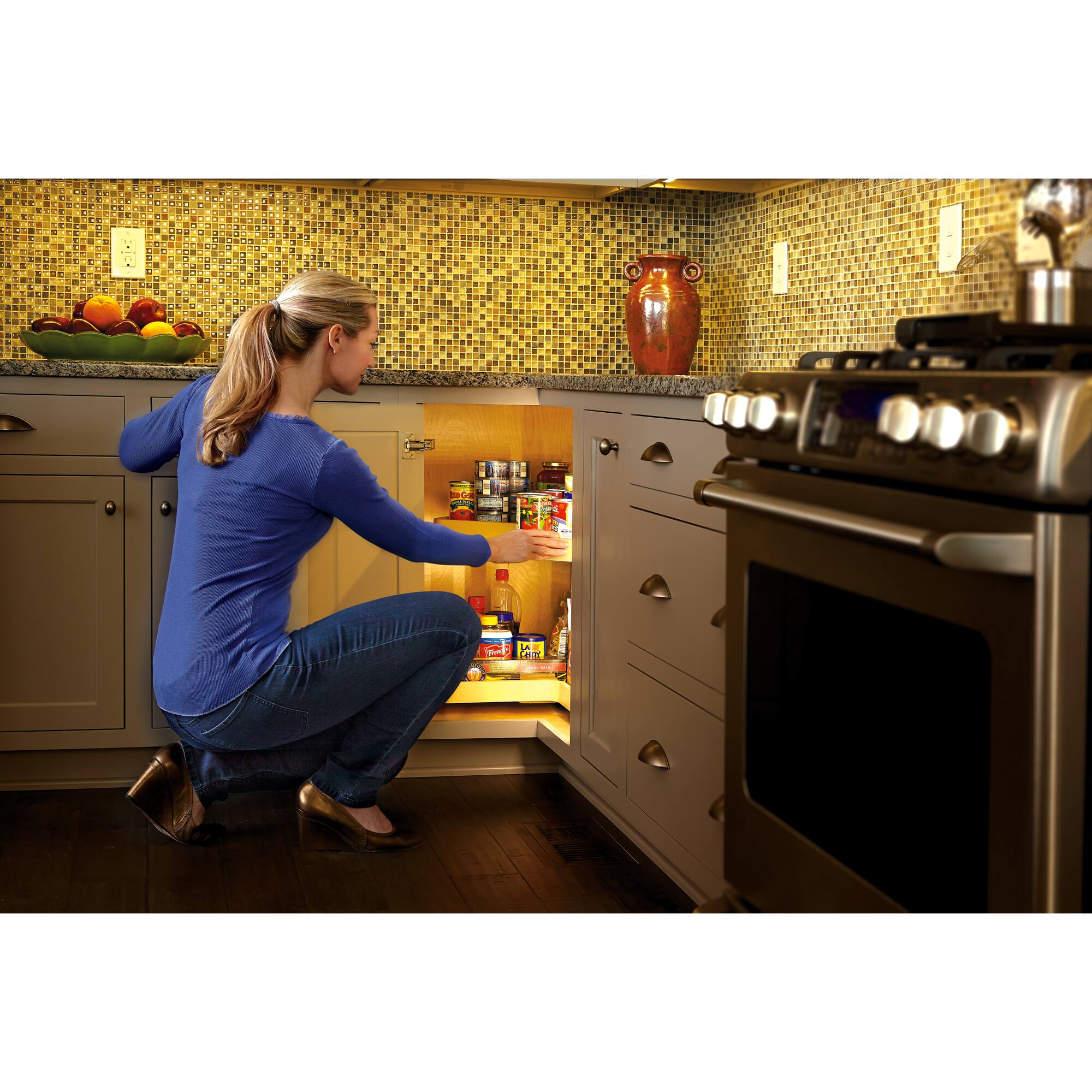 Alt View 5. Rev-A-Shelf - Rev-A-Shelf 28'' Kidney-Shaped Lazy Susan Corner Wall Cabinet Two-Shelf, 6472-28-11-52 - White.