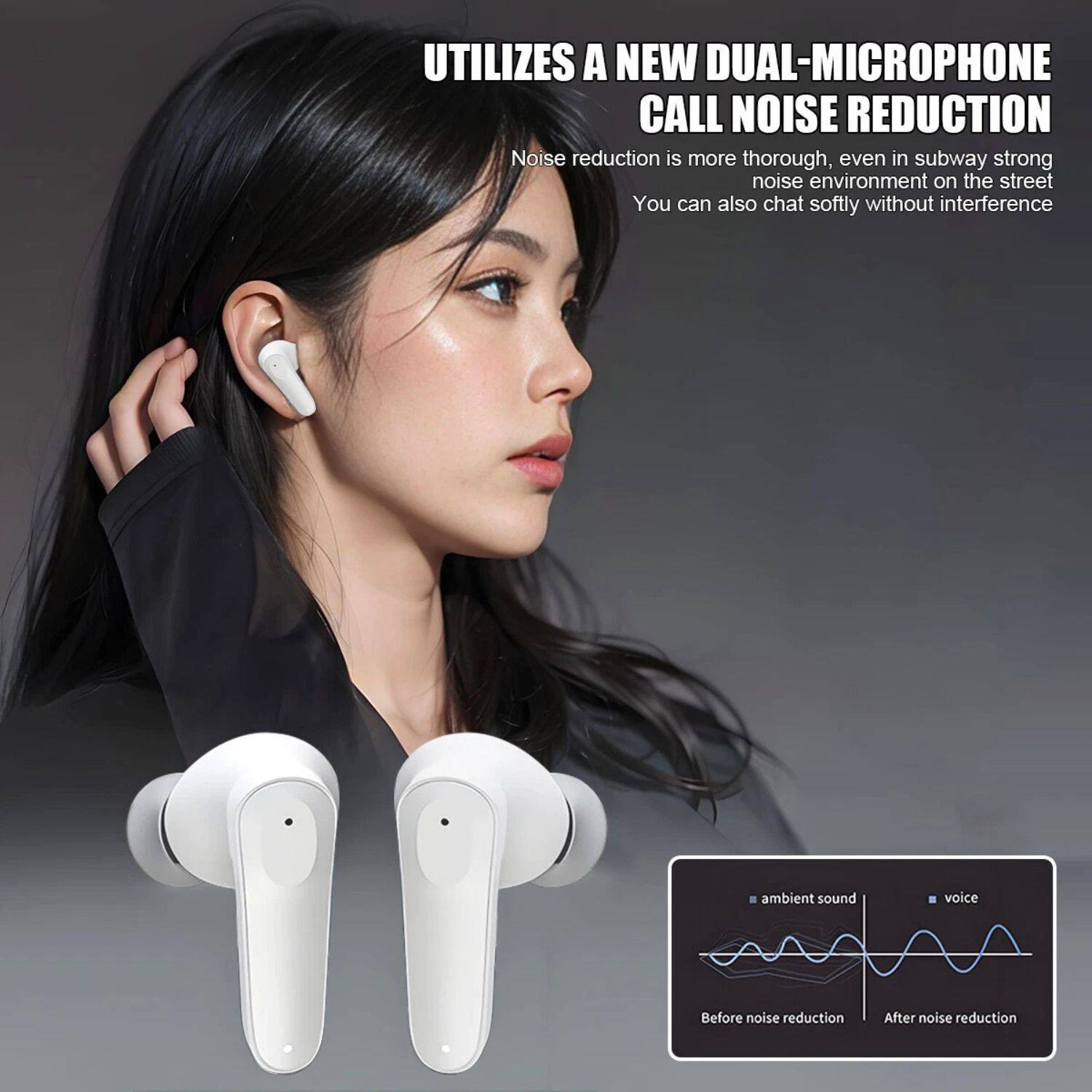 UTILIZES A NEW DUAL-MICROPHONE CALL NOISE REDUCTION

Noise reduction is more thorough, even in subway strong noise environment on the street. You can also chat softly without interference.

ambient sound
voice

Before noise reduction
After noise reduction