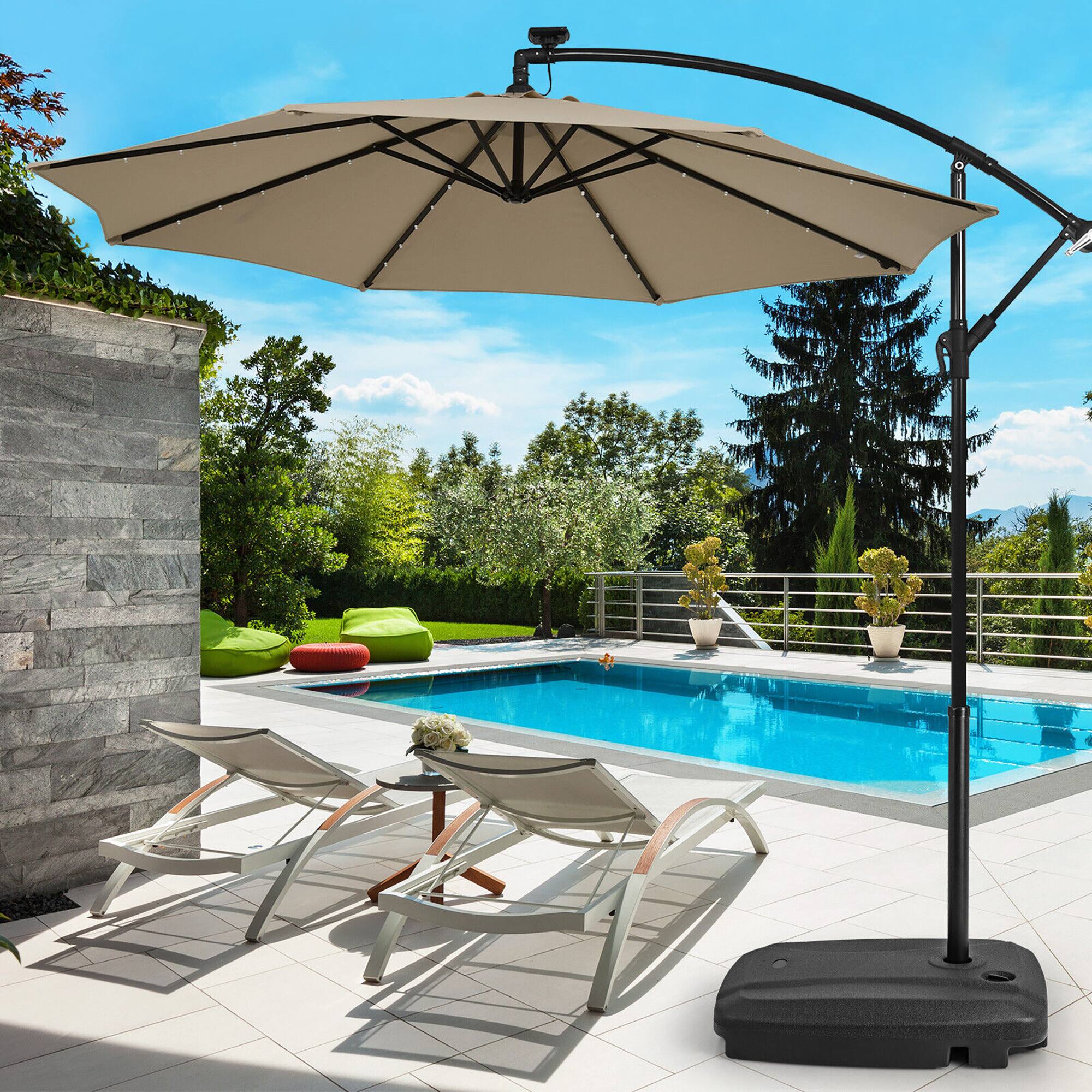 Alt View 3. Gymax - Gymax Patio Cantilever Offset Umbrella Base Stand Heavy Duty Cross Base Wheels Outdoor - Black.
