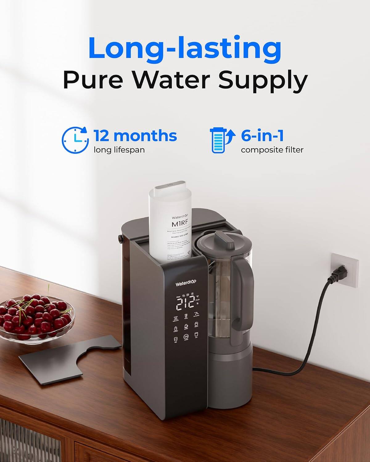 Long-lasting Pure Water Supply

12 months long lifespan

6-in-1 composite filter

Waterdrop MIRF