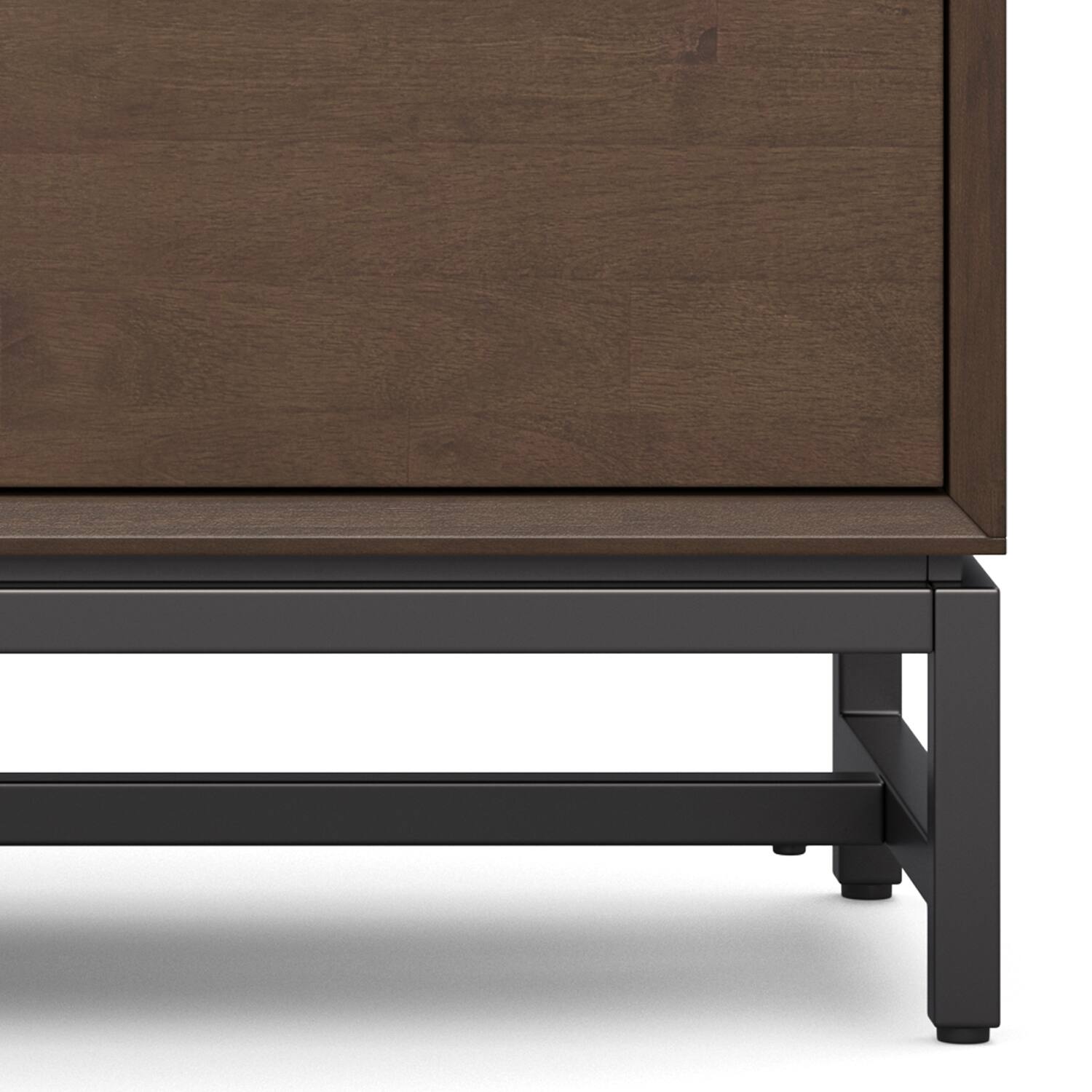 Alt View 2. Simpli Home - Banting SOLID HARDWOOD 72 inch Low TV Stand in Walnut Brown For TVs up to 80 inches - Walnut Brown.