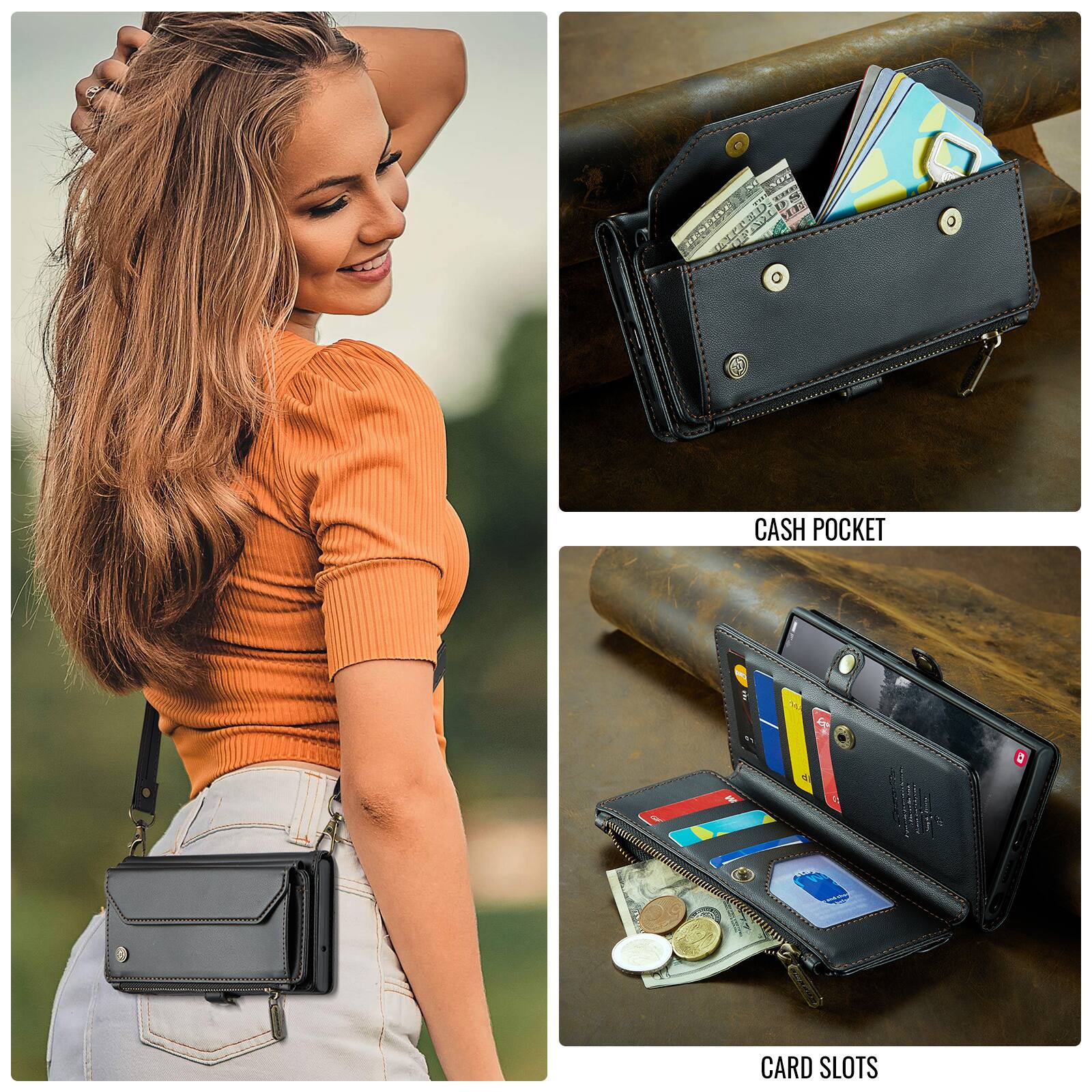 OY T 5 1.80 HENAOE

CASH POCKET

CARD SLOTS