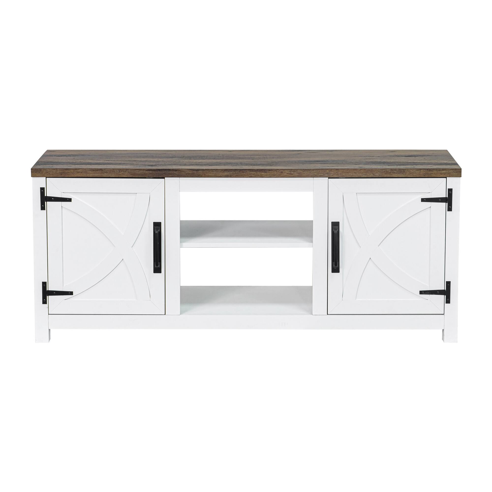 Alt View 5. Ihomeadore - 58" Farmhouse TV Stand with Open Storage Shelves and Cabinets for TV up to 65" - White.