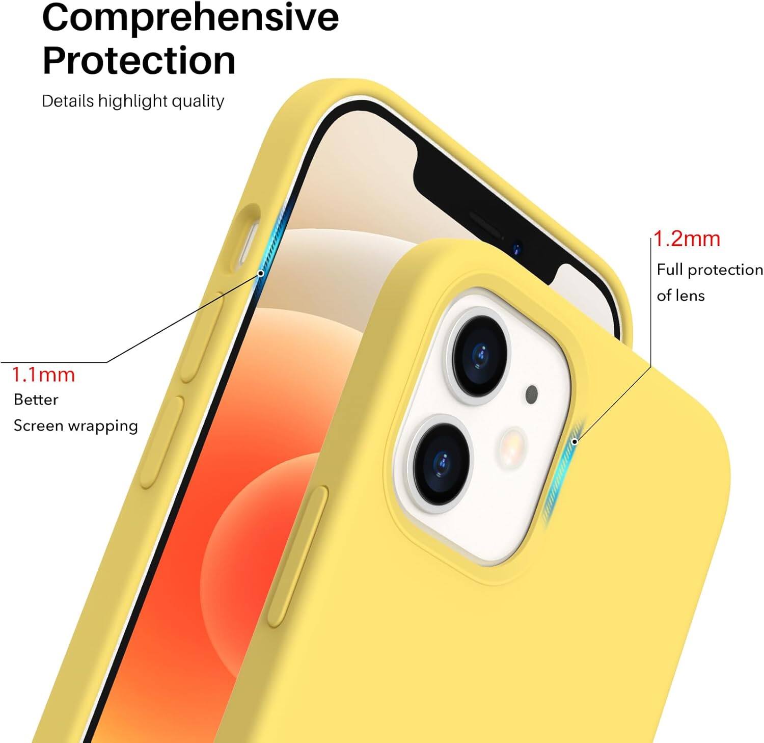 Comprehensive Protection Details highlight quality 1.2mm Full protection of lens 1.1mm Better Screen wrapping