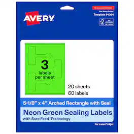 Avery - Avery® Sealing Labels, 5-1/8" x 4", Neon 60 Total - Green