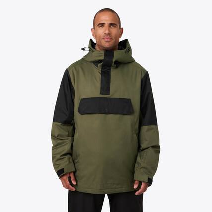 Front. Mobile Warming - Men's Denali Anorak Heated 1/4 Zip Hoodie - Olive.