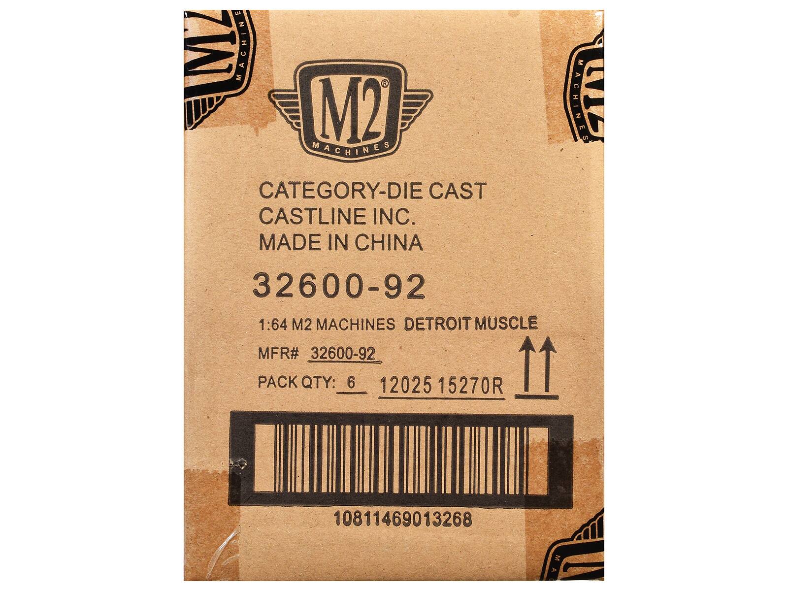M2 Machines  
Category-Die Cast  
Castline Inc.  
Made in China  
32600-92  
1:64 M2 Machines Detroit Muscle  
MFR# 32600-92  
Pack Qty: 6  
12025 15270R  
10811469013268
