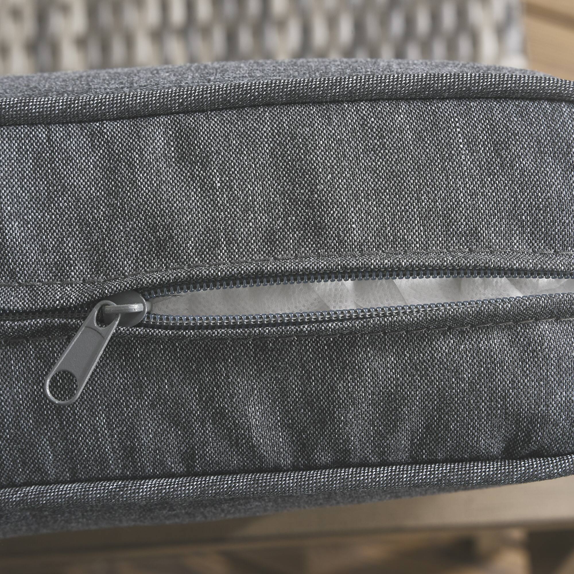 Alt View 8. Outsunny - 3 Pieces Rocking Wicker Outdoor Bistro Set, Aluminum Frame Rattan Patio Furniture Set with Slat Coffee Table - Dark Gray.