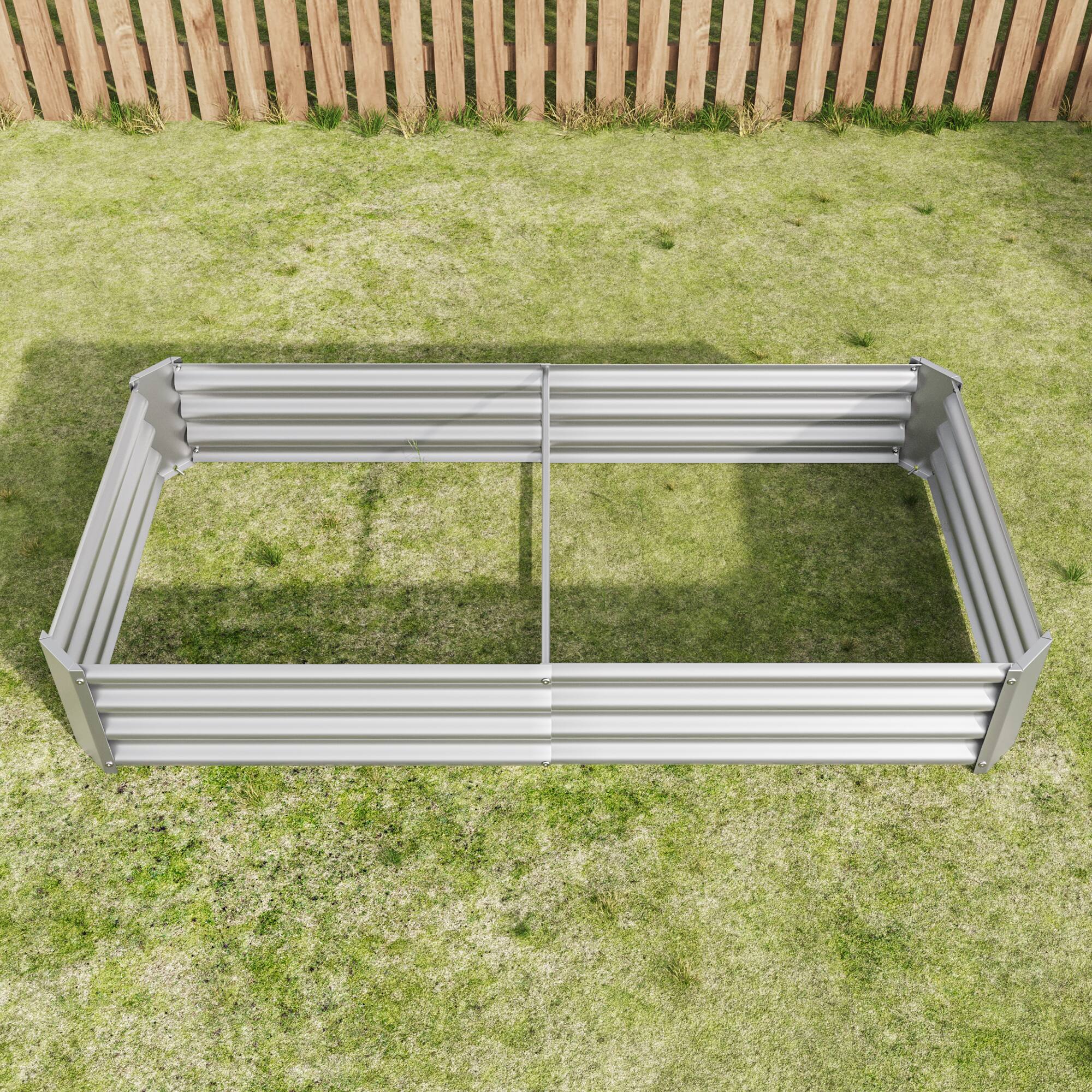 Alt View 3. PAIHOME - Heavy Duty Metal Raised Garden Bed, 6x3x1 FT Rectangle Outdoor Planter Box for Growing Vegetables Flowers Succulents - Silver.