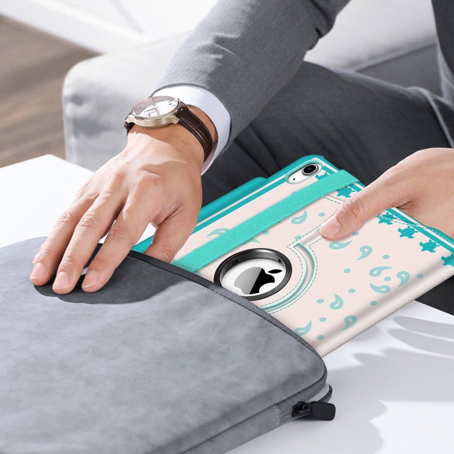 Left. Stock Preferred - Case For iPad (A16) 11th Gen 11 Inch (2025) 360° Rotating Stand Shockproof Green Sea Turtle - Green Sea Turtle.