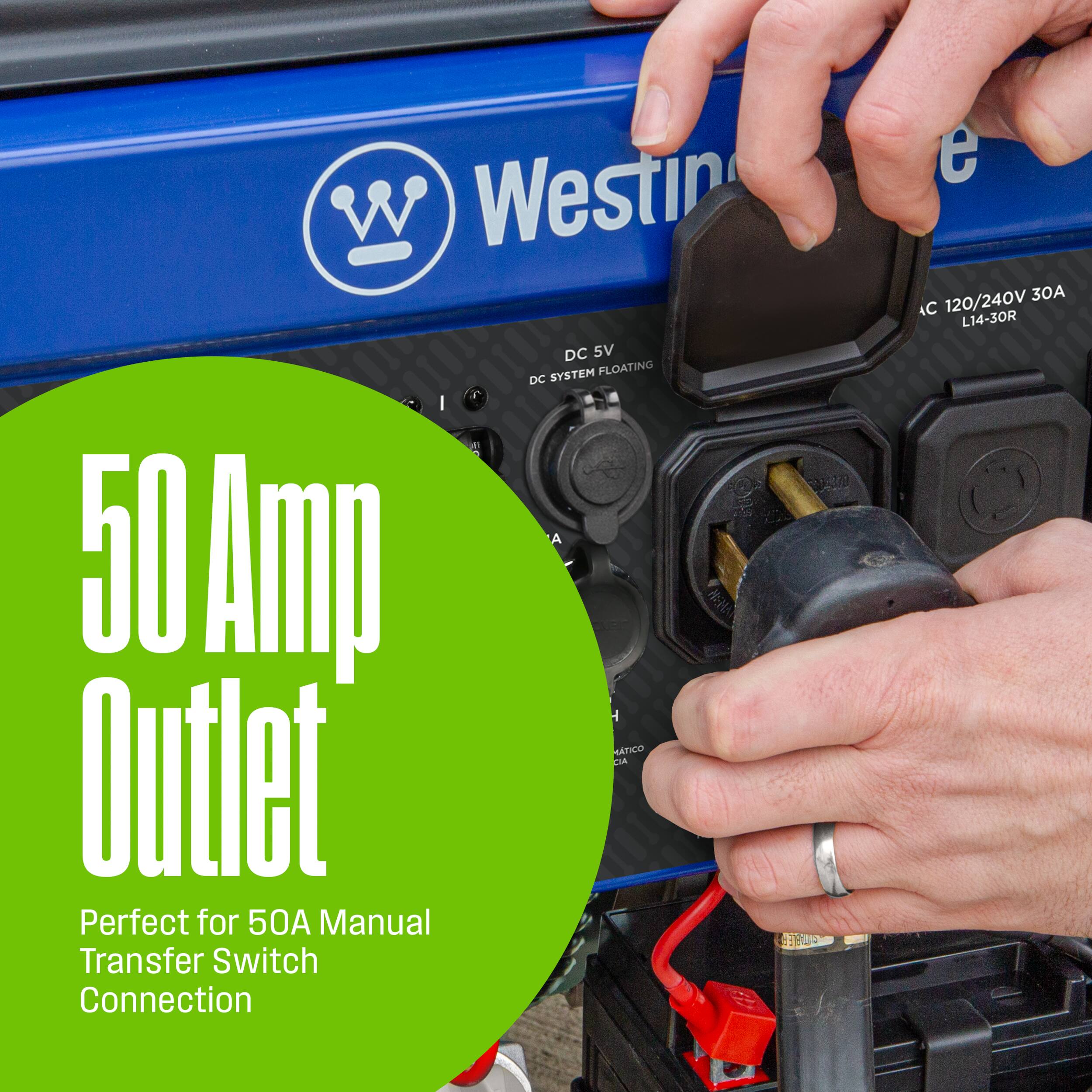 W Westin DC 5V SYSTEM FLOATING DC I 2 O A 10 A NATICO DA Outlet  
Perfect for 50A Manual Transfer Switch Connection  
120/240V 30 AC L14-3OR