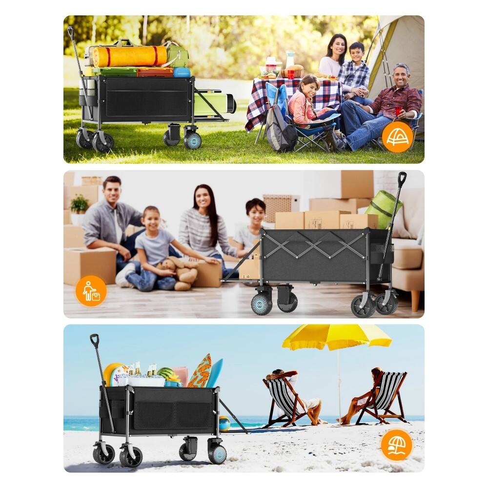 Alt View 4. Mastgoal - Electric Utility Wagon, 300W Motor,Foldable Cart with All Terrain Wheel. - Black.