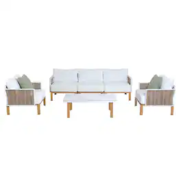 Manhattan Comfort - Vine Modern 4-Piece Patio Conversation Set - White