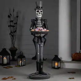 Northlight - Skeleton Butler with Tray Standing Halloween Statue - 4.5' - Black