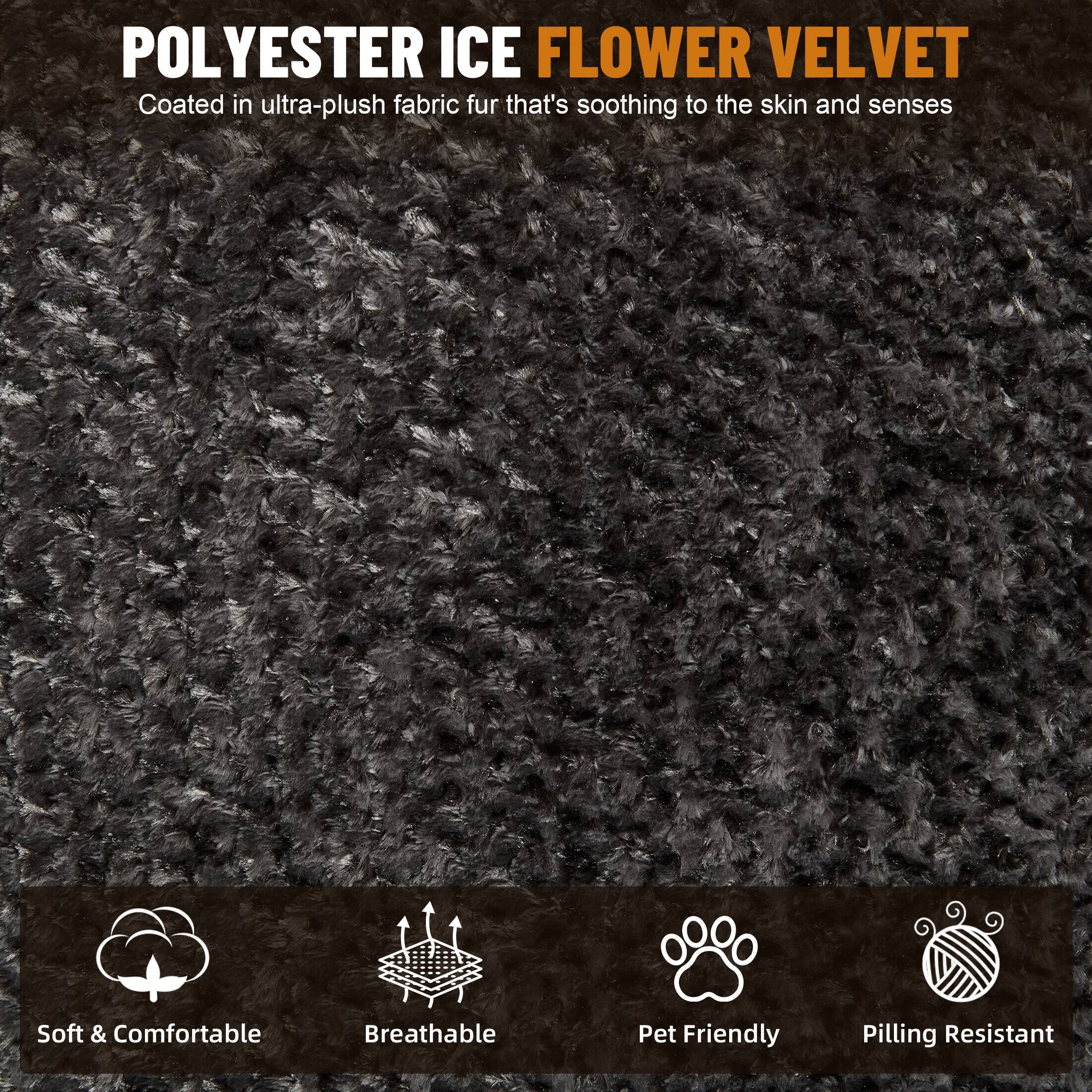POLYESTER ICE FLOWER VELVET  
Coated in ultra-plush fabric fur that's soothing to the skin and senses  

Soft & Comfortable  
Breathable  
Pet Friendly  
Pilling Resistant