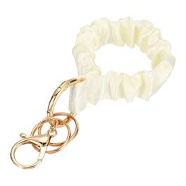 Unique Bargains - Scrunchie Keychain Wristlet, Stretchy Removable Lanyard Bracelet Key Chain, Cute Elastic Wrist Holder for Women - Beige