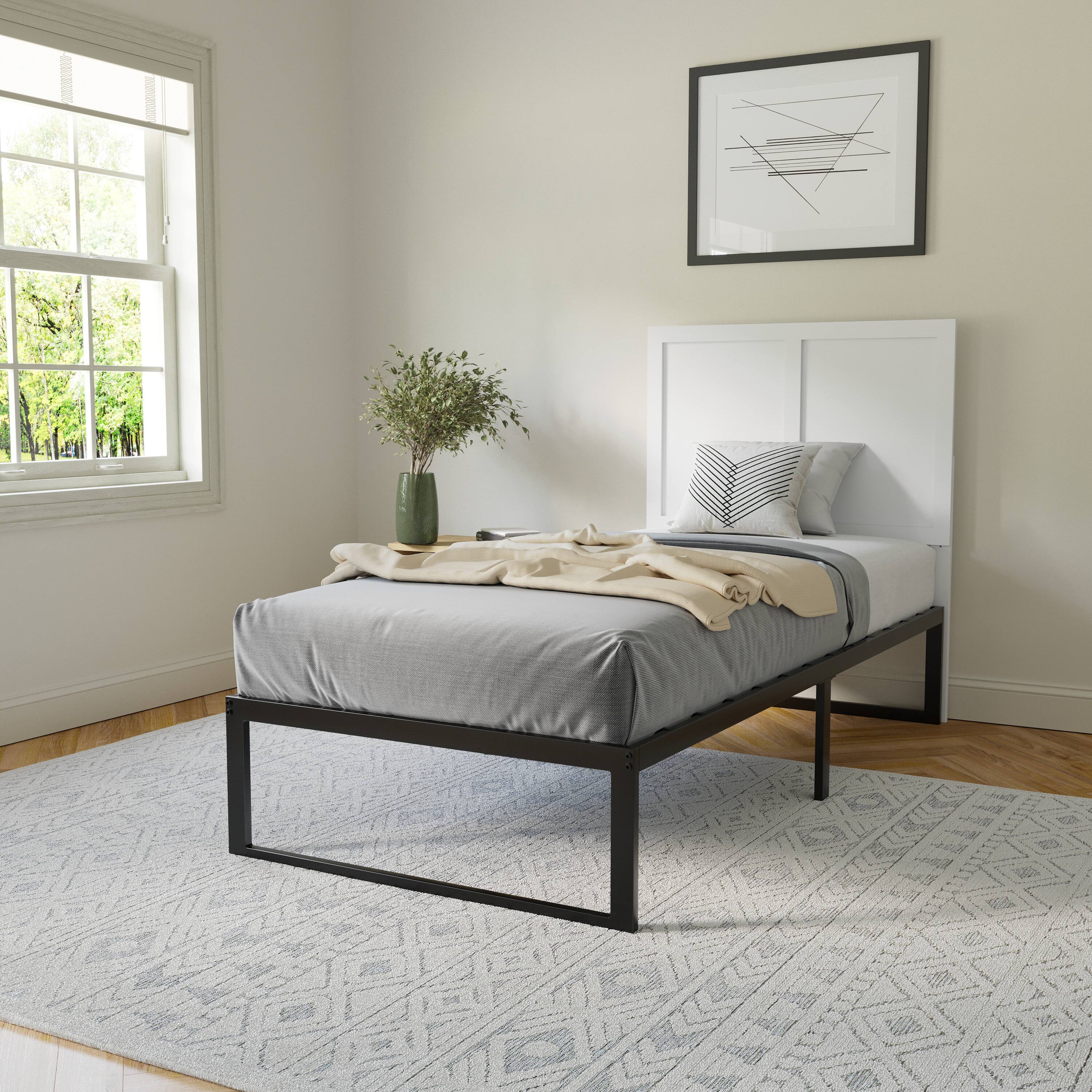 Alt View 2. Flash Furniture - Oliver Twin Size Two Panel Wooden Adjustable Headboard for Universal Metal Bed Frames in White - White.