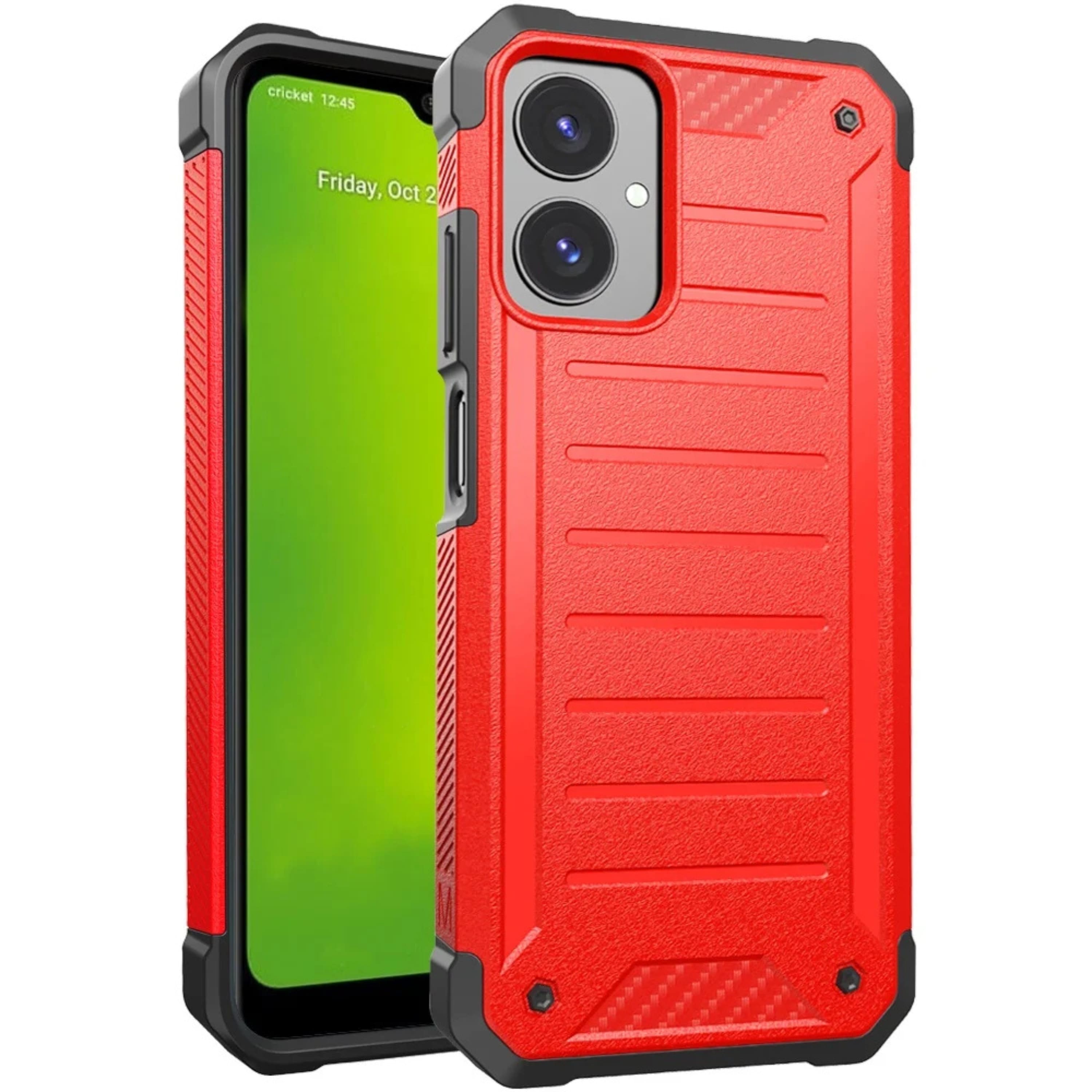 Kitcheniva - Rugged Protective Cover With Tempered Glass For Cricket Icon 2026 AT&T Propel 3 5G - Red