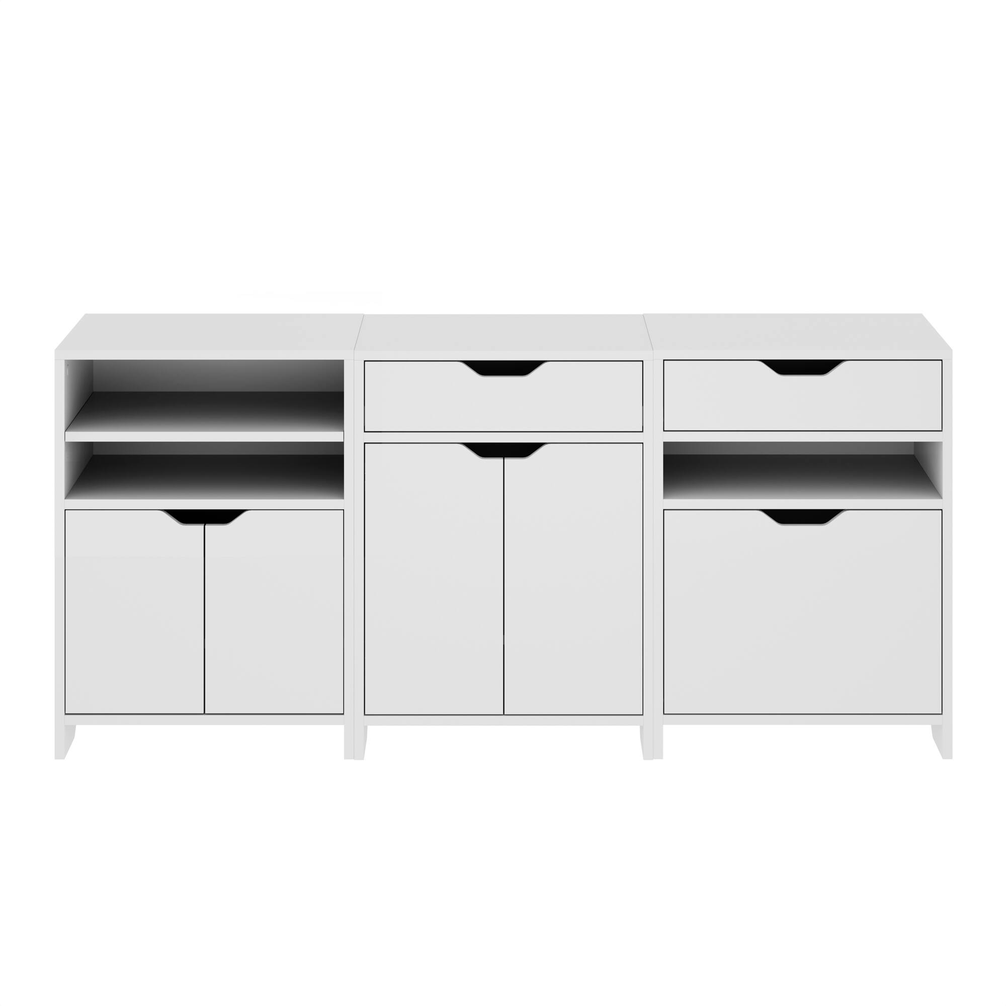 Alt View 1. Winsome Wood - Nova 3-Pc Storage Cabinet Set - White.