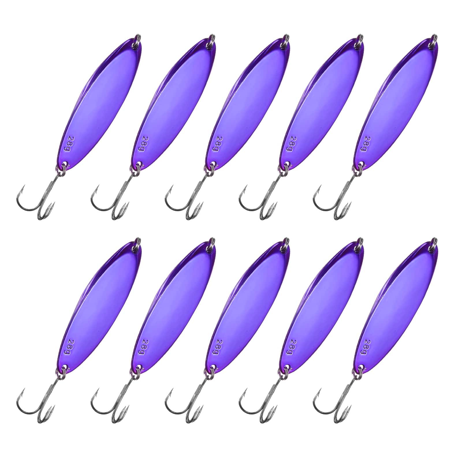 Unique Bargains - Fishing Spoons Lures, Metal Saltwater Treble Trout Lures Jigging Spoon Casting Spinner Baits 10pcs 1 oz - Purple price history on PriceWatchPro