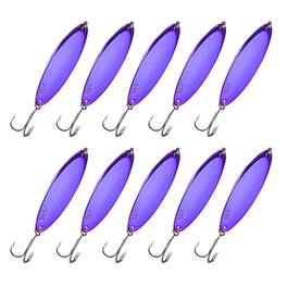 Unique Bargains - Fishing Spoons Lures, Metal Saltwater Treble Trout Lures Jigging Spoon Casting Spinner Baits 10pcs 1 oz - Purple