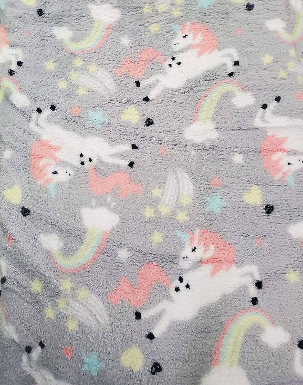 Back. Noble House - Extra Plush and Comfy Microplush Throw Blanket (50" x 60") Rainbow Unicorn - Rainbow Unicorn.