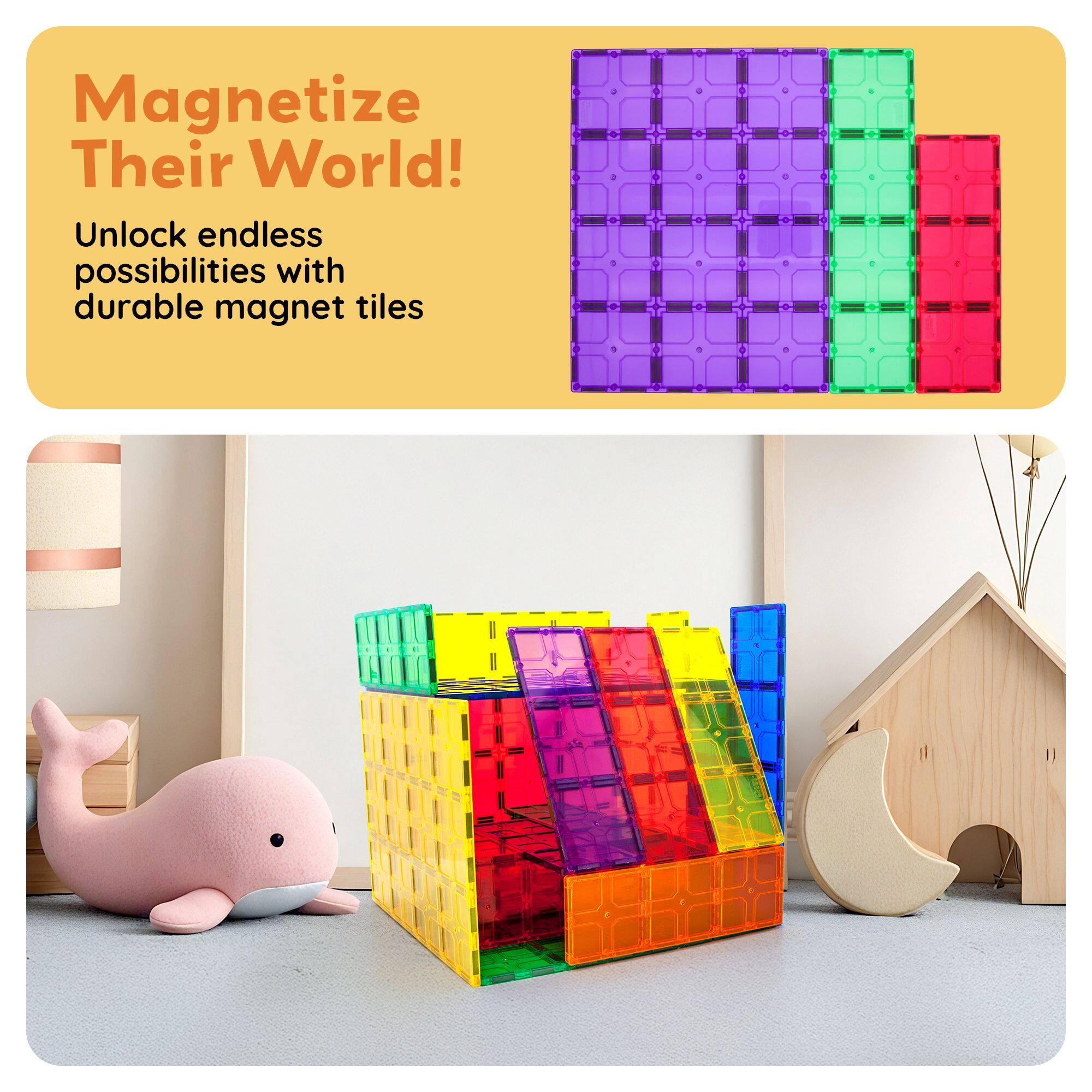 Magnetize Their World!  
Unlock endless possibilities with durable magnet tiles