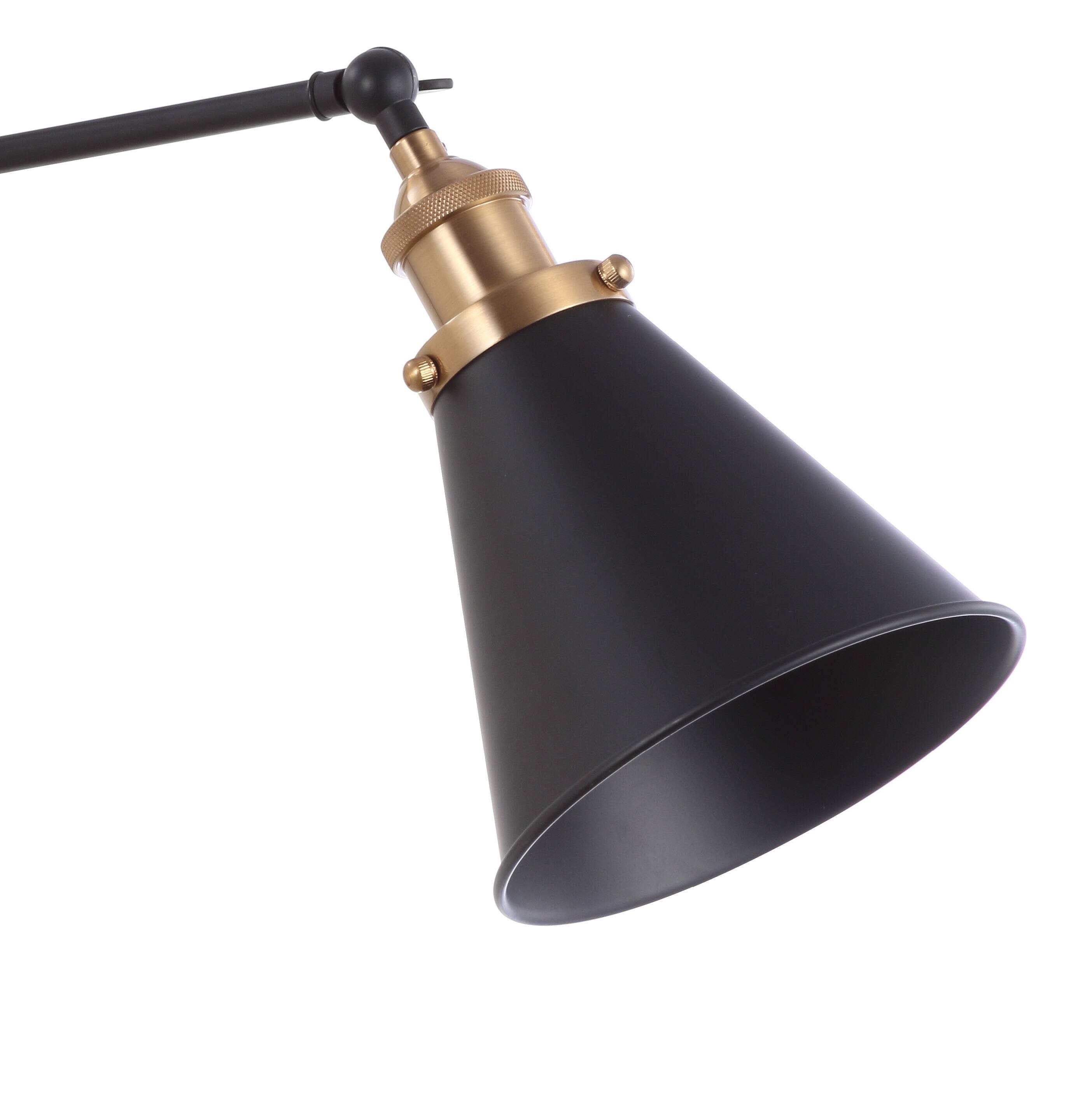 Alt View 5. Jonathan Y - Rover 7" Classic Industrial Metal Adjustable Arm LED Wall Sconce, Black/Brass Gold (Set of 2) - Black.