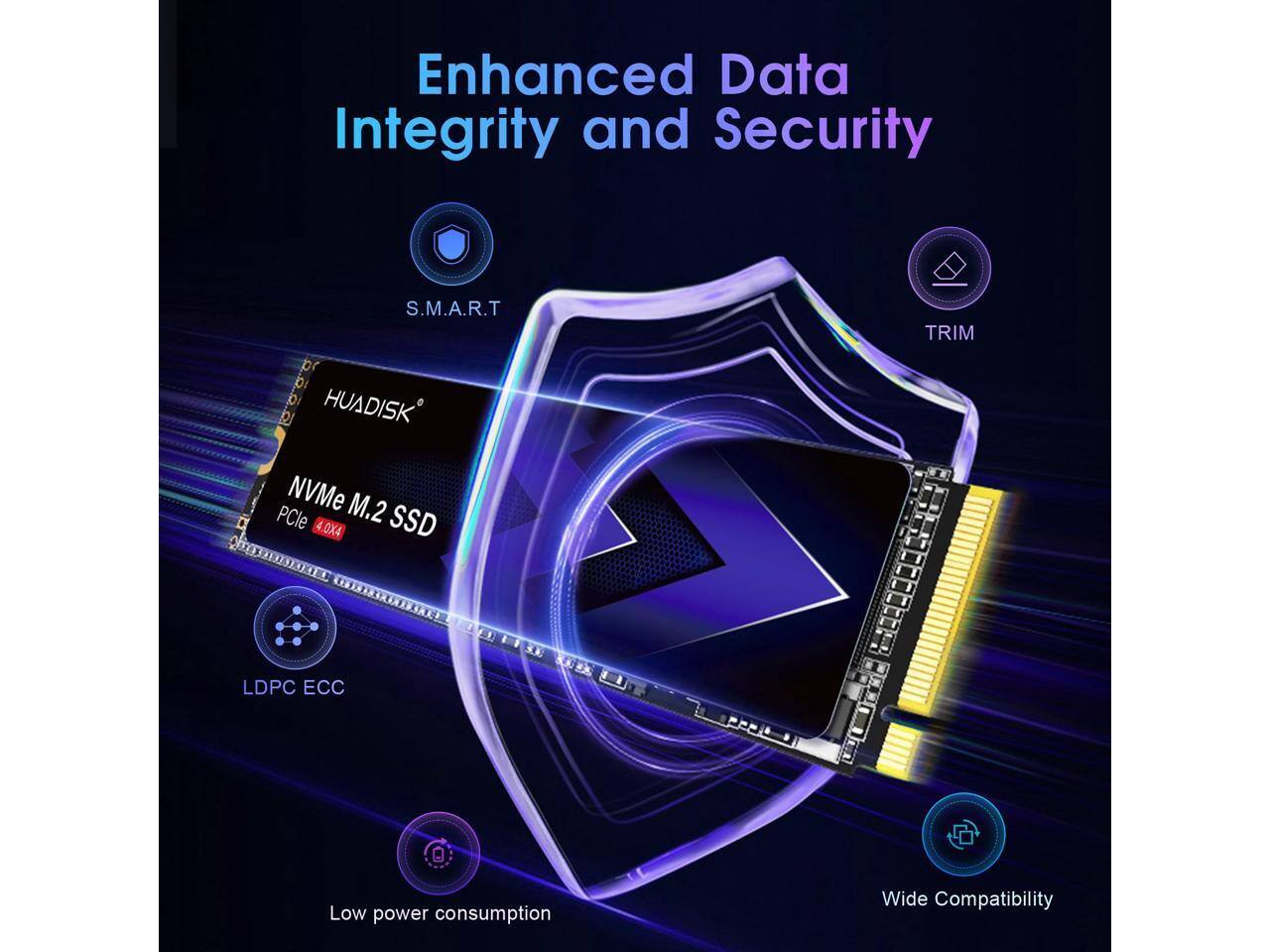 Enhanced Data Integrity and Security

S.M.A.R.T
TRIM
LDPC ECC
Low power consumption
Wide Compatibility

HUADISK NVMe M.2 PCIe 4.0X4 SSD