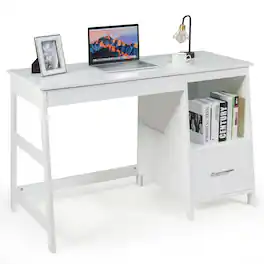 Sugift - 47.5 Inch Modern Home Computer Desk with 2 Storage Drawers - White